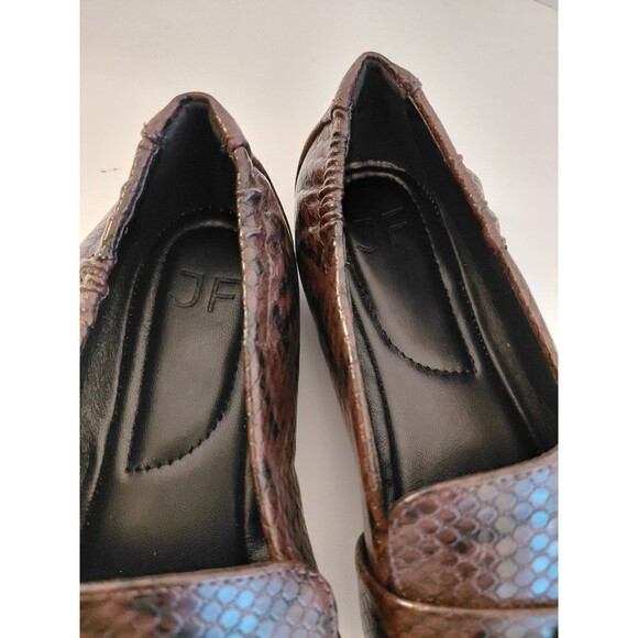 Just Fab Faux Snake Pointed Toe Dark Brown Flat Loafers Size 7 - Picture 3 of 6